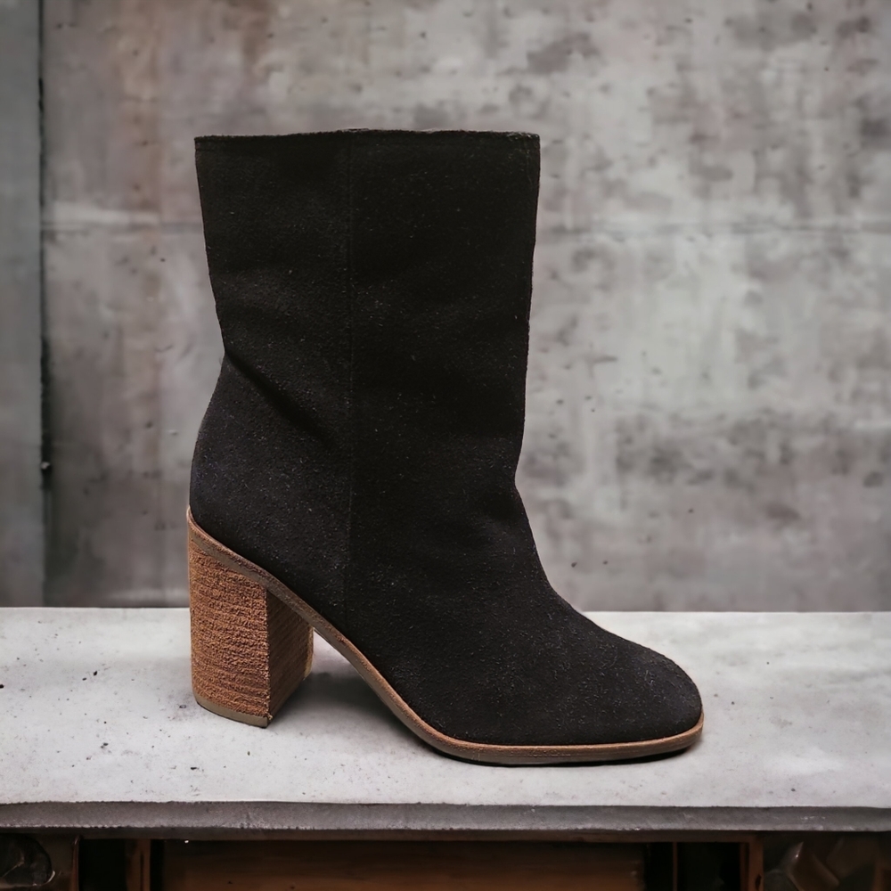 NEW Women's Lucky Brand LK PINLOPE BLACK Suede Side Zip Boots Size 7M